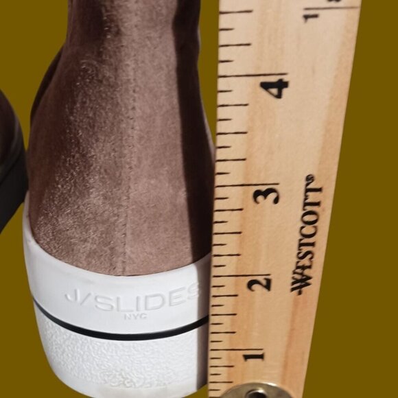 J/Slides NYC Suede Leather Upper Platform Ankle Boots Size 7 tan color - Picture 7 of 13